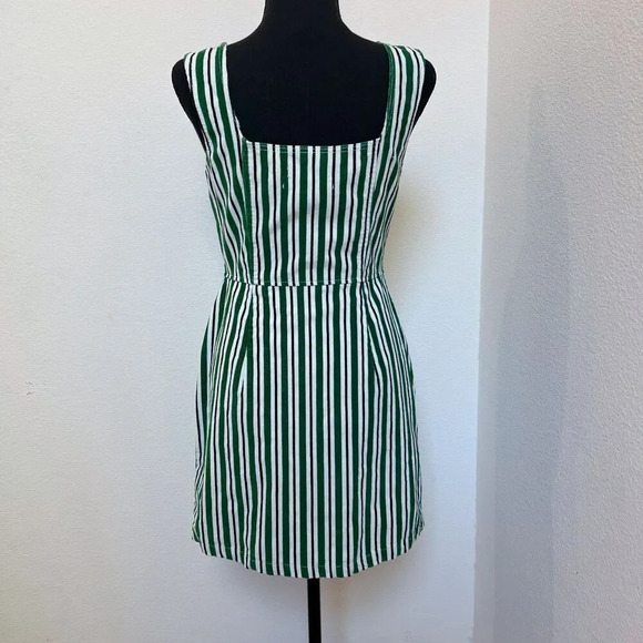 Urban Outfitters Stripped Corduroy Mini Dress Green White Size 2 - Picture 4 of 7